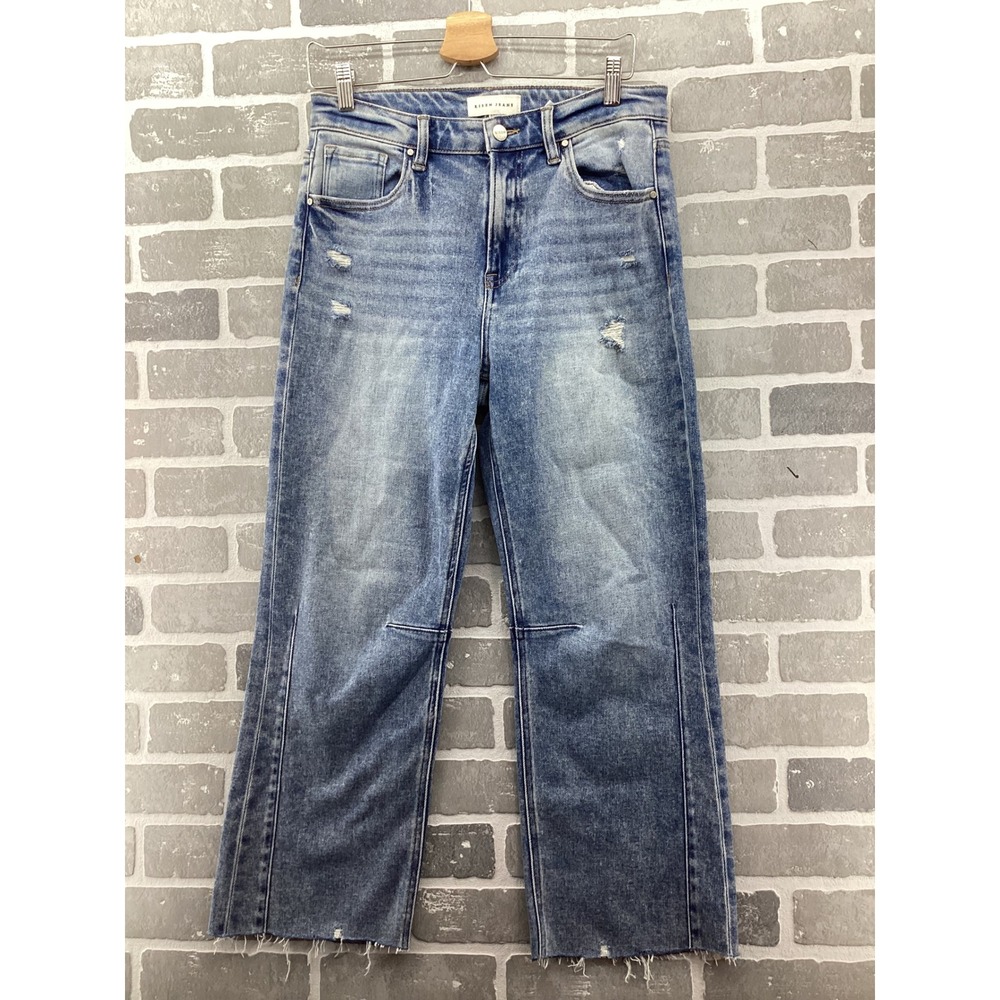 Risen Jeans Los Angeles High Rise Straight Distressed Raw Hem Denim RDP5621 9/29